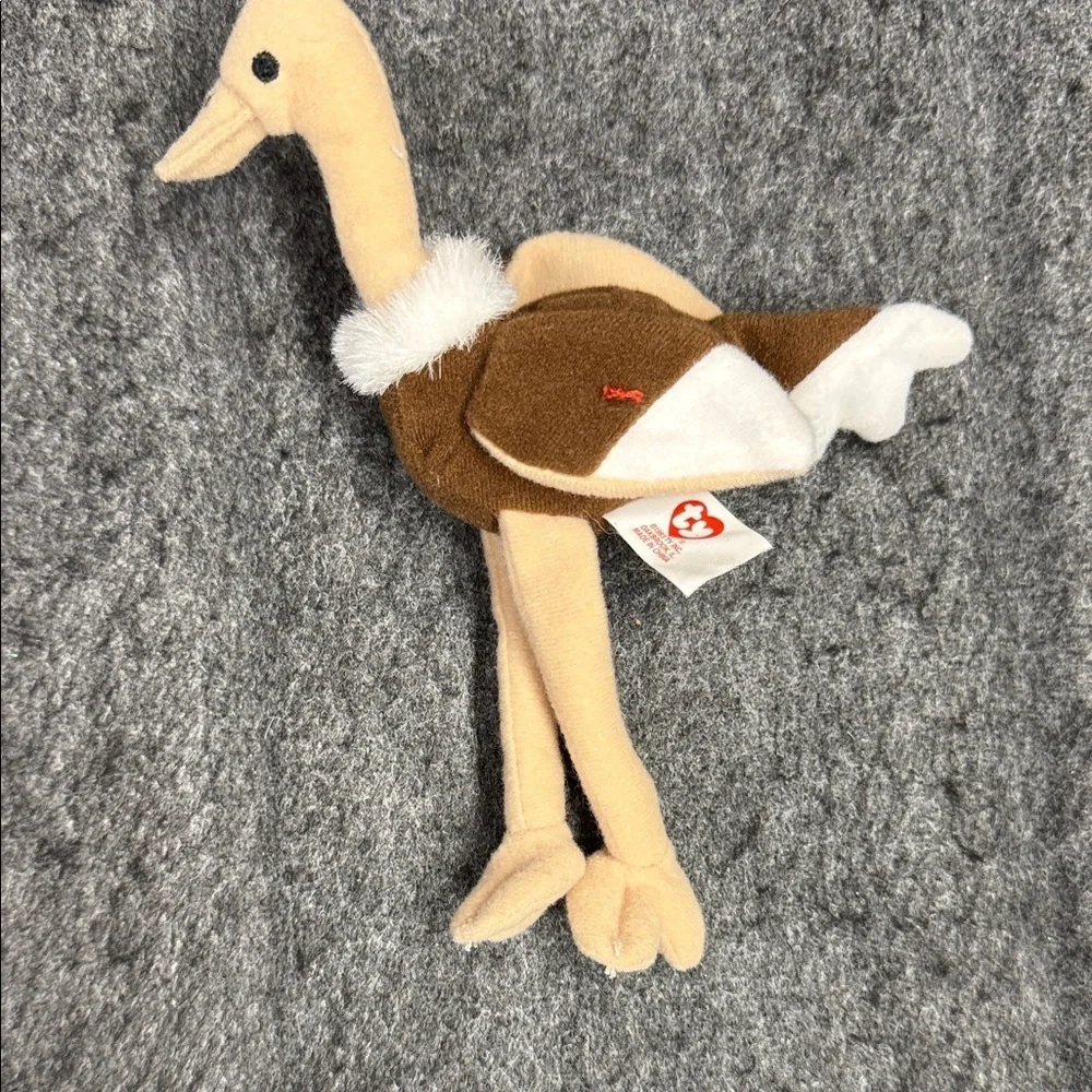 Ty Plush Ostrich Bird Toy - Tan and Brown
